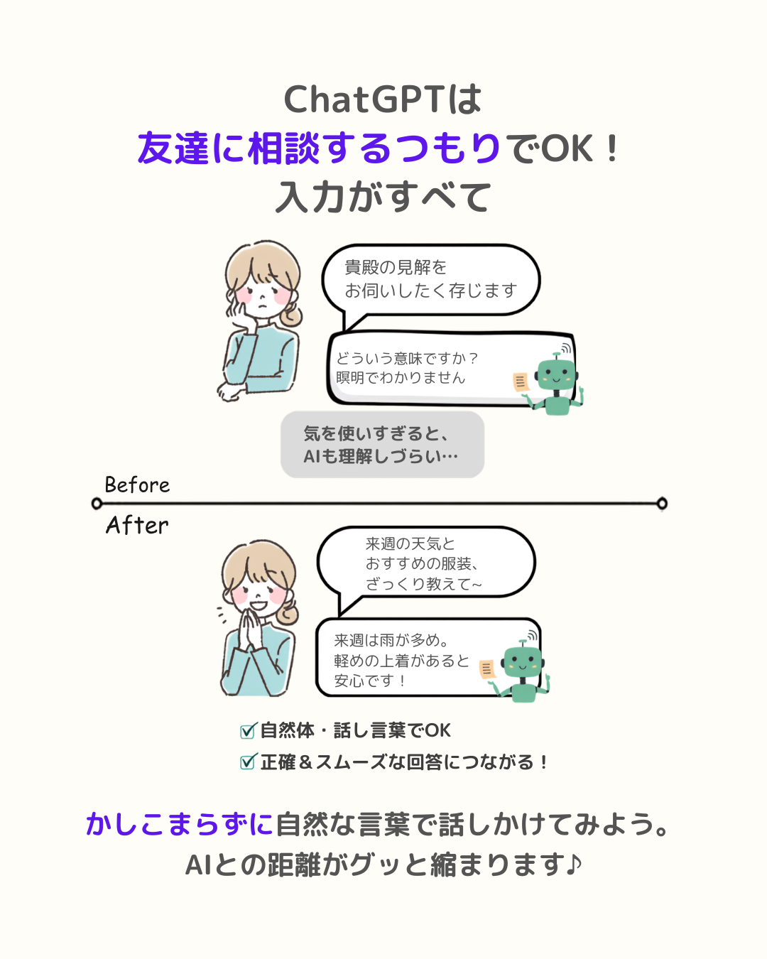ChatGPTは友達に相談するつもりでOK 入力がすべて